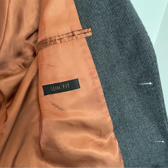 2023 JOS A BANK Gray Check blazer coat 42R Wool snd Cashmere Slim Fit - Picture 8 of 9